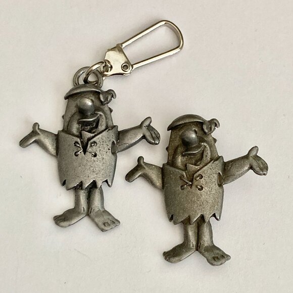 Vtg Fred Barney Flintstone Pin Zipper Pull Set Warner Bros Purse Backpack Charm - Picture 6 of 10